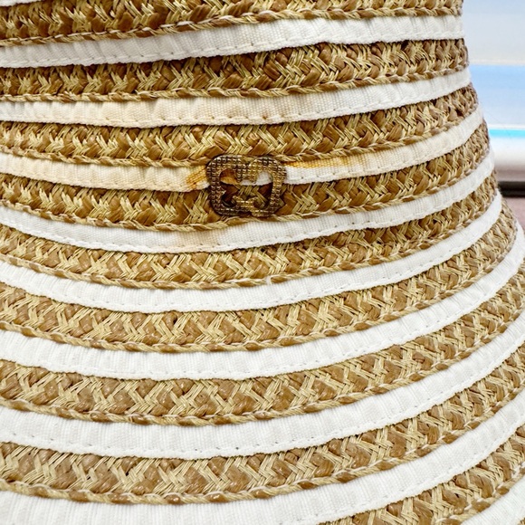 Eric Javits Beige and White Striped Hat - Picture 6 of 6